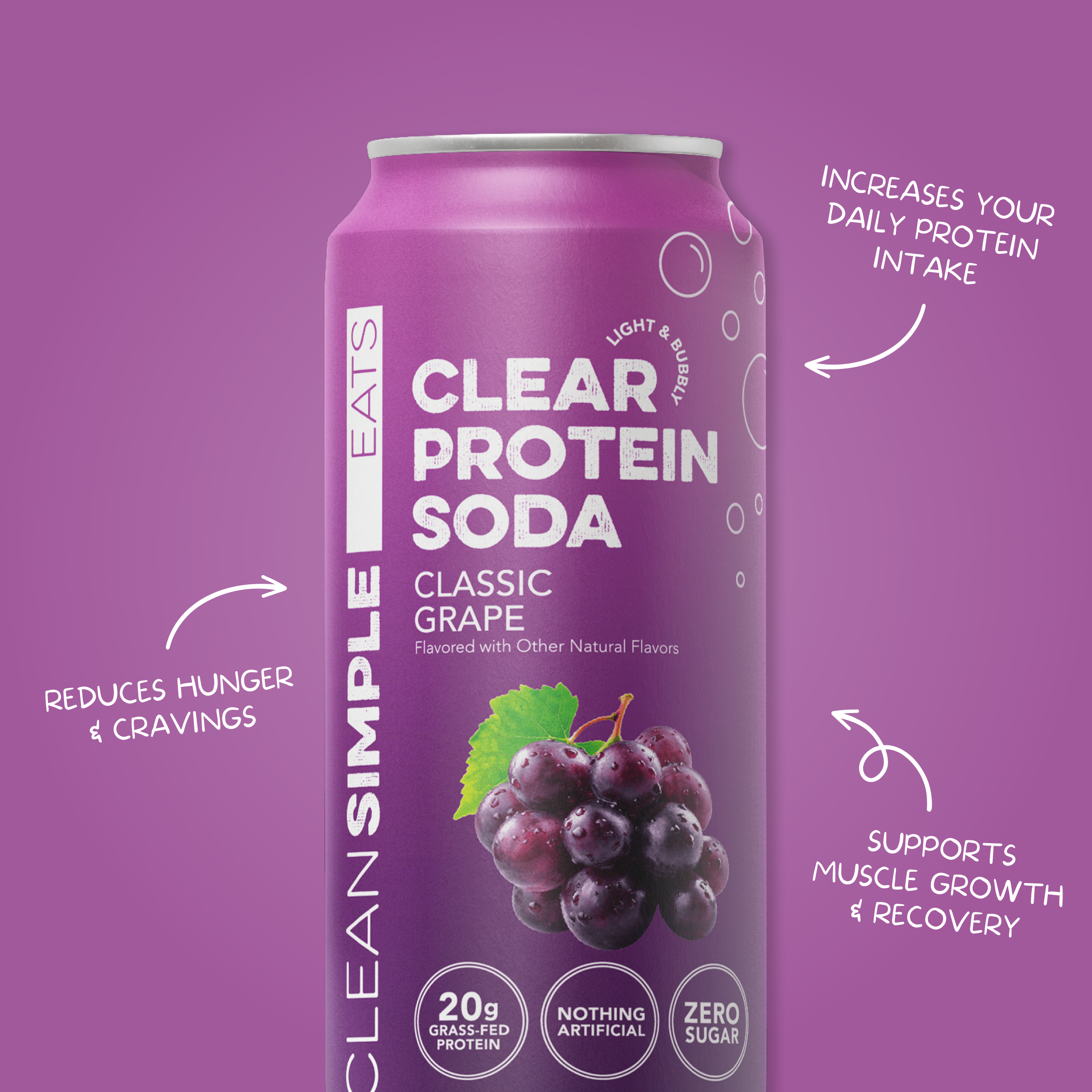 Clear Protein Soda: Classic Grape (16 Oz. | 12 Pack)