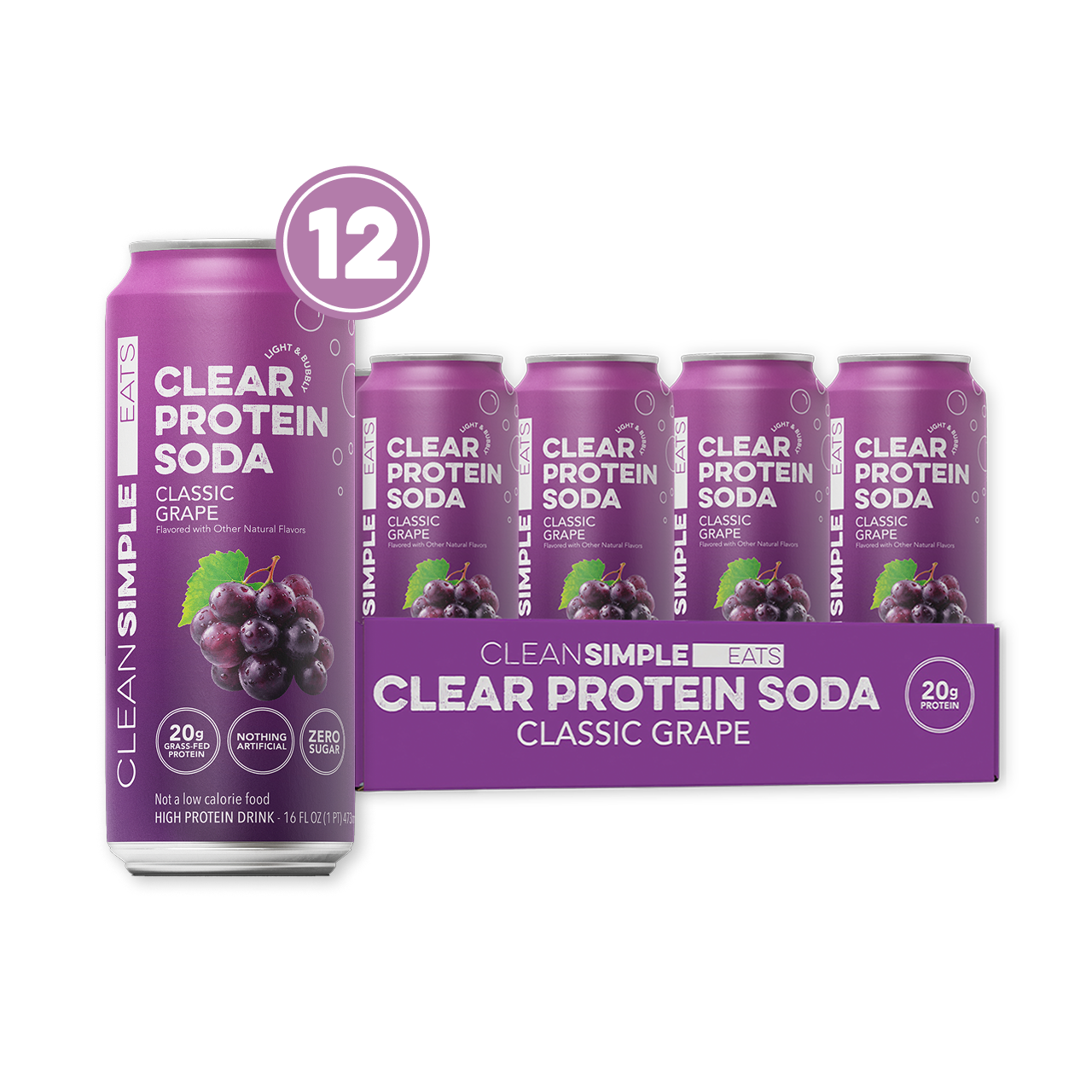 Clear Protein Soda: Classic Grape (16 Oz. | 12 Pack)